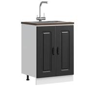 vidaXL Meuble bas pour évier Kalmar noir 60x46x81,5 cm bois ingénierie, meuble bas de cuisine, meuble bas de cuisine avec 853438