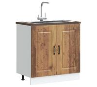 vidaXL Meuble bas pour évier Kalmar noir 80x46x81,5 cm bois ingénierie, meuble bas de cuisine, meuble bas de cuisine avec 853455