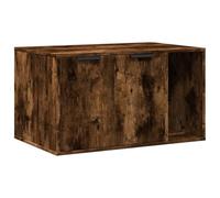 vidaXL Meuble cache-bac à litière pour chat – chêne fumé 80×50×45 cm, bois d'ingénierie, 2 portes