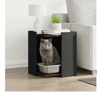 vidaXL Meuble de bac à litière pour chat noir bois d'ingénierie 857743