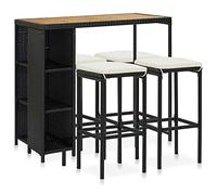 vidaXL Ensemble bar de jardin 5 pcs avec coussins Résine tressée Noir 3064916