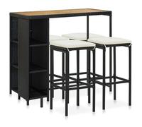 vidaXL Ensemble bar de jardin 5 pcs avec coussins Résine tressée Noir 3064916