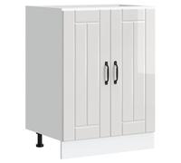vidaXL Meuble de Base de lavabo Lucca Blanc Brillant Bois ingénierie, Meuble Bas de Cuisine, Meuble Bas à tiroir de Cuisine, Meuble Bas de Cuisine avec Porte