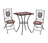 Ensemble de bistro mosaïque 3 pcs Carreaux Terre cuite et blanc