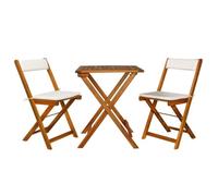 vidaXL Meuble de bistro pliable 3 pcs et coussins Bois d'acacia solide