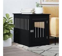 vidaXL Meuble-cage pour chiens 838324 – Niche avec porte verrouillable, table d'appoint, noir