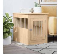 vidaXL Meuble de Cage pour Chiens, Niche pour Chiens avec Porte Verrouillable, Maison pour Chien, Table d'Appoint, Chêne 838325