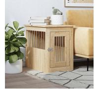 vidaXL Meuble de cage pour chiens 838311 – Niche avec porte verrouillable, table d'appoint, chêne