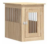 vidaXL Meuble de Cage pour Chiens, Niche pour Chiens avec Porte Verrouillable, Maison pour Chien, Table d'Appoint, Chêne 838311