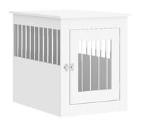 vidaXL Meuble de Cage pour Chiens, Niche pour Chiens avec Porte Verrouillable, Maison pour Chien, Table d'Appoint Salon, Blanc Bois d'Ingénierie