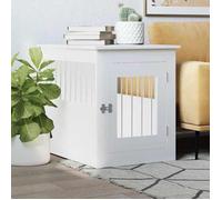 vidaXL Meuble de cage pour chiens Niche avec porte verrouillable 55x75x65 cm Bois d'ingénierie Blanc