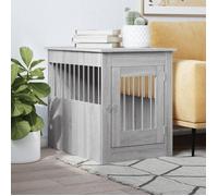 vidaXL Meuble de cage pour chiens Niche avec porte verrouillable Sonoma gris bois d'ingénierie