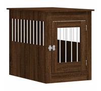 vidaXL Meuble de Cage pour Chiens, Niche pour Chiens avec Porte Verrouillable, Maison pour Chien, Table d'Appoint, Chêne Marron Bois d'Ingénierie