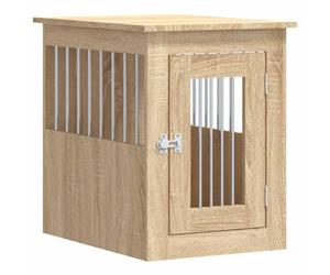 vidaXL Meuble de Cage pour Chiens, Niche pour Chiens avec Porte Verrouillable, Maison pour Chien, Table d'Appoint, Chêne Sonoma Bois d'Ingénierie