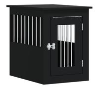 vidaXL Meuble pour chiens – Niche avec porte verrouillable, table d'appoint, noir bois d'ingénierie