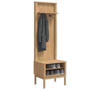 vidaXL Meuble de couloir FLORO Cire marron 50 x 40 x 158 cm, Cabinet de couloir moderne, rangement polyvalent en pin, porte-manteau élégant, organisateur d'entrée pratique, solutions d'étagères effica