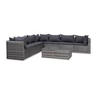 vidaXL Salon de jardin 8 pcs avec coussins Résine tressée Gris