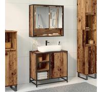 vidaXL Salle de bain lavabo armoire avec porte bois ancien 65 x 33 x 60 cm