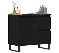 vidaXL Meuble de Lavabo de Salle de Bain Chêne Noir 65 x 33 x 60 cm | Beaucoup de place pour garder tes affaires en ordre, Style actuel et stylé pour n'importe quelle salle de bain,