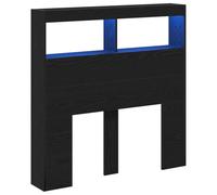 vidaXL Meuble de rangement moderne avec tête de lit avec éclairage LED - Chêne noir - 100 x 17 x 102 cm