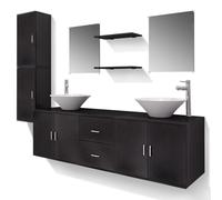 VidaXL Meuble de salle de bain 11 pcs avec lavabo et robinet Noir