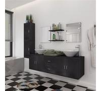 VidaXL Meuble de salle de bain 11 pcs avec lavabo et robinet Noir