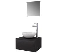vidaXL Meuble de salle de bain 4 pcs avec lavabo et robinet Noir