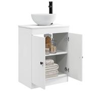 vidaXL Meuble de Salle de Bain avec évier Blanc 54 x 35 x 83 cm, Meuble SDB Moderne, Rangement Pratique, Cabinet Compact sous évier, Organisateur Tendance pour espaces contemporains