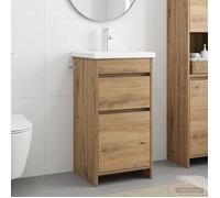 vidaXL Meuble de Salle de Bain avec Évier Chêne Artisanal 42 x 40 x 84,5 cm en Bois d'ingénierie avec 2 tiroirs et solution lavabo 6