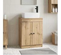 vidaXL Meuble de Salle de Bain avec évier Chêne Artisanal, Meuble de Salle de Bain Moderne, Rangement Compact, Bois Technique, unité Pratique, Solution Efficace sous évier, Style Minimal