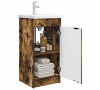 vidaXL Meuble de Salle de Bain avec évier Chêne fumé 42 x 40 x 84,5 cm, Ensemble de Meubles de Salle de Bain Moderne, Solutions de Rangement en Bois, Miroir, Robinet Pratique