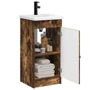 vidaXL Meuble de Salle de Bain avec évier Chêne fumé 42 x 40 x 84,5 cm, Ensemble de Meubles de Salle de Bain, Solutions de Rangement Modernes, Accessoires minimalistes, Gain de Place pour déco