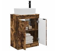 vidaXL Meuble de Salle de Bain avec évier Chêne fumé 54 x 35 x 83 cm, Rangement Moderne pour Salle de Bain, Meuble sous lavabo, Bois Technique, Essentiels Pratiques, Solutions d'organisation