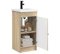 vidaXL Meuble de Salle de Bain avec évier Chêne Sonoma, Ensemble de Meubles de Salle de Bain Moderne, unité de Rangement stylée, lavabo avec Armoire et étagère