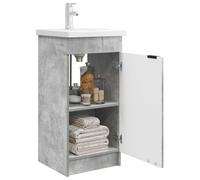 vidaXL Meuble de Salle de Bain avec évier Gris béton 42 x 40 x 84,5 cm, Ensemble de Meubles de Salle de Bain Moderne, Solutions de Rangement en Bois, Miroir, Robinet Pratique