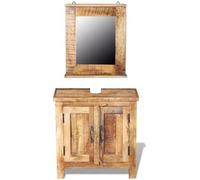 vidaXL Meuble de salle de bain avec miroir Bois massif de manguier
