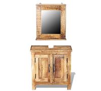 vidaXL Meuble de Salle de Bain avec Miroir en Bois Massif de Manguier Armoire