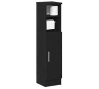 vidaXL Meuble de Salle de Bain avec Porte-Rouleau Noir 20,5x22x90 cm, Meuble de Rangement de Salle de Bain, Armoire de Bain, Armoire de Toilette