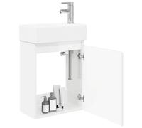 vidaXL Meuble de Salle de Bain avec Robinet Blanc Brillant,