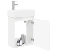 vidaXL Meuble de Salle de Bain avec Robinet Blanc Brillant,