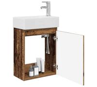 vidaXL Meuble de Salle de Bain avec Robinet Bois Ancien,