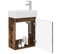 vidaXL Meuble de Salle de Bain avec Robinet Chêne fumé,