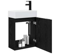 vidaXL Meuble de Salle de Bain avec Robinet Chêne Noir, Armoire de Bain Tendance, Meuble de Rangement Moderne, Organisateur Malin, Support astucieux et Gain de Place