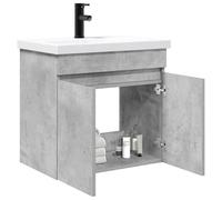 vidaXL Meuble de Salle de Bain avec Robinet Gris béton, Organisateur de Salle de Bain élégant, Meuble Moderne, Rangement Pratique avec lavabo Chic et Design Compact
