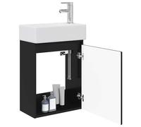 vidaXL Meuble de Salle de Bain avec Robinet Noir 45,5 x 22,5 x 84 cm,