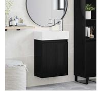 vidaXL Meuble de Salle de Bain avec Robinet Noir 45,5 x 22,5 x 84 cm,