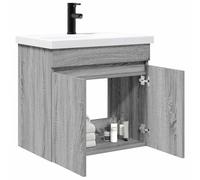 vidaXL Meuble de Salle de Bain avec Robinet Sonoma Gris, Organisateur de Salle de Bain élégant, Meuble Moderne, Rangement Pratique avec lavabo Chic et Design Compact