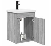 vidaXL Meuble de Salle de Bain avec Robinet Sonoma Gris, Organisateur de Salle de Bain, Ensemble Moderne, Meuble Compact, Cabinet Pratique, Gain de Place, déco stylée