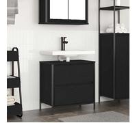 vidaXL Meuble de salle de bain en chêne noir avec lavabo et tiroirs 60x34,5x60 cm