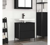Vidaxl Meuble De Salle De Bain Lavabo Tiroirs Chêne Noir 60x34,5x60 Cm Noir